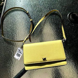 Michael Kors yellow leather phone crossbody/wallet